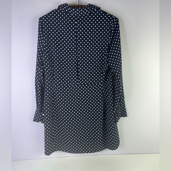 Zara Polka Dots Long Sleeves with Collar Quarter Button Up Mini Dress Size M - Picture 3 of 7